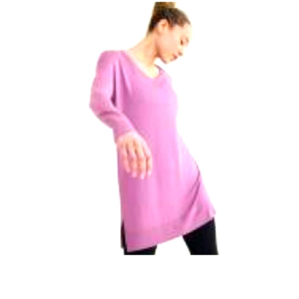 Hyba  XL Lilac  Pink Long Sleeve Tunic Top With Side Slits BNWT! Soft And Comfy